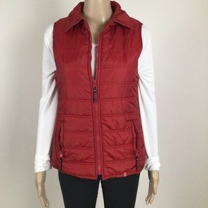 Quilted Red Sleeveless Puffer Vest - Women